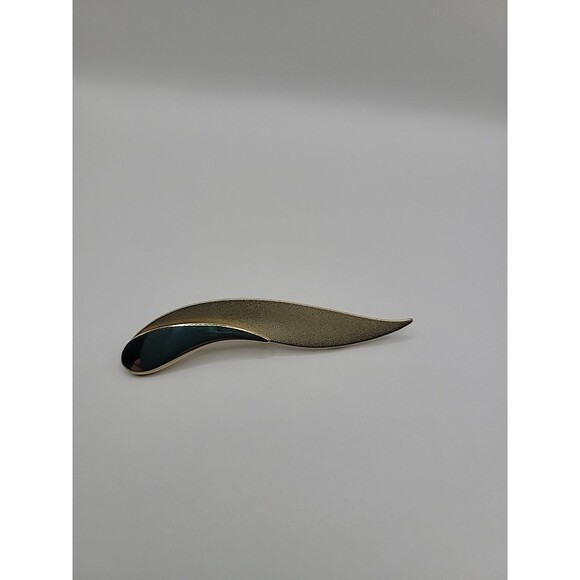 Vintage Brooch Pin Gold Tone Two Tone Textured Abstract Designer Jewelry - Picture 10 of 14